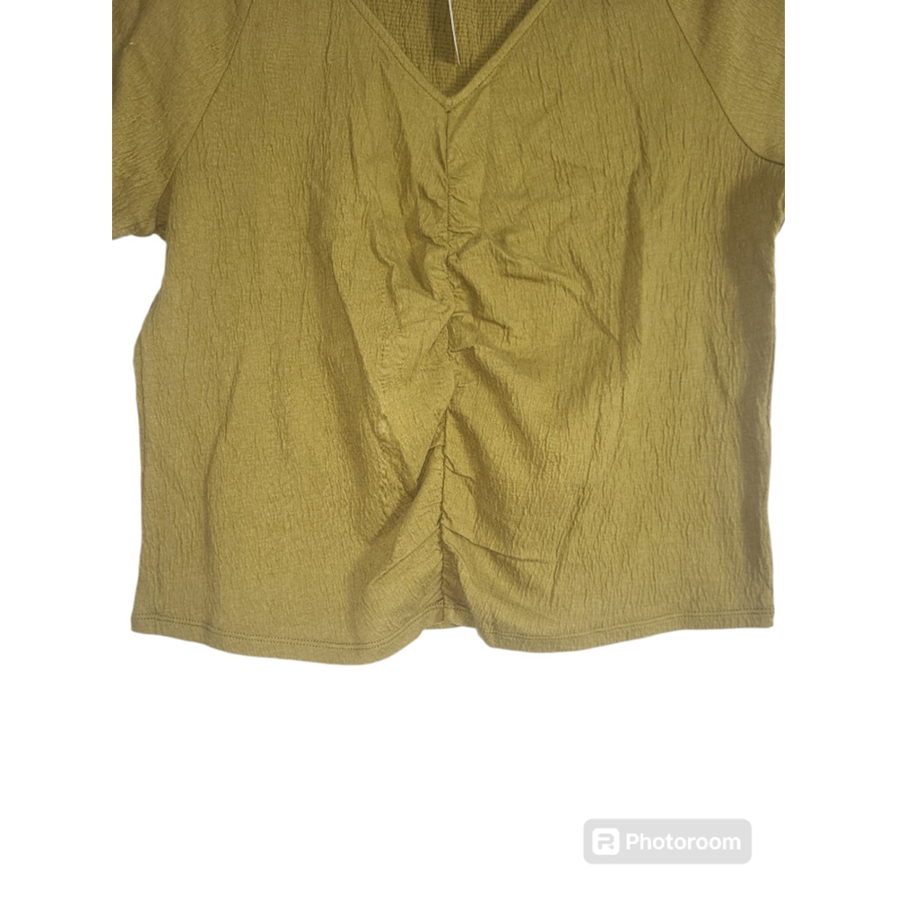 Madewell Knit Lightspun Olive Ruched-Front Crop Top Size L - Picture 5 of 9